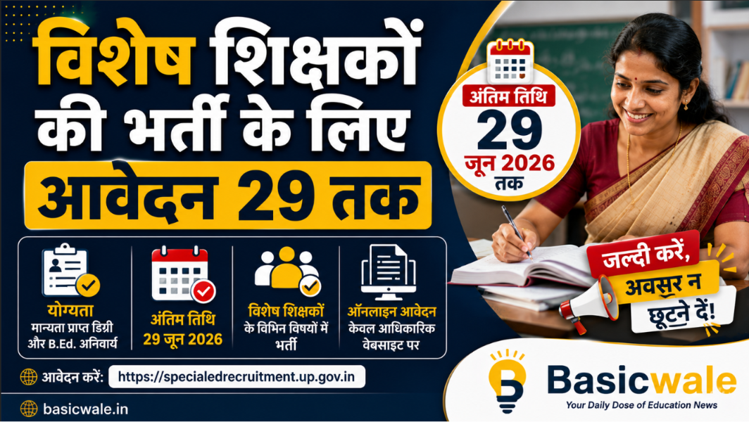 Special teacher vaccancy last date 29 june 2026